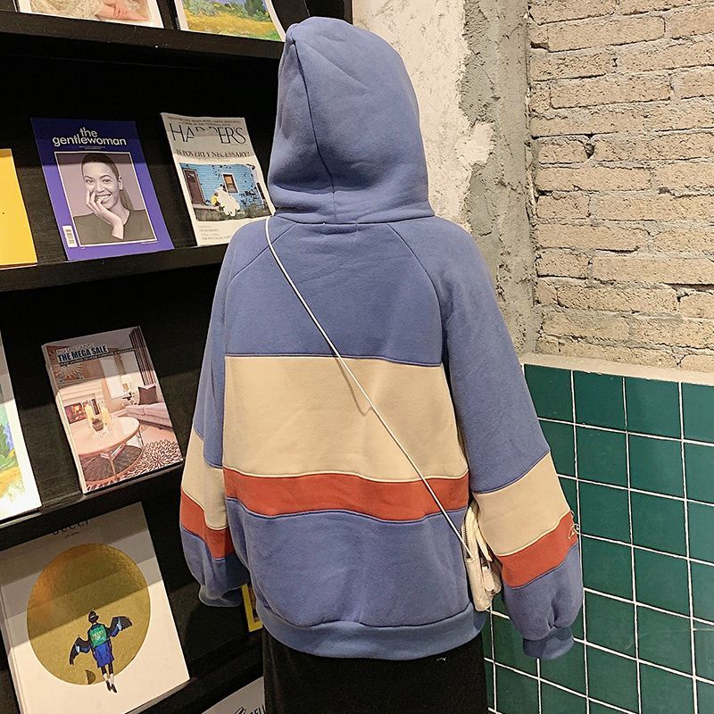 Colored Panel Letter Hoodie SpreePicky