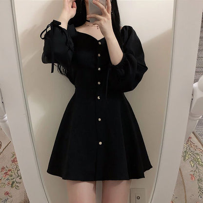 Long Sleeve Sweetheart Neckline Mini A-Line Dress mySite