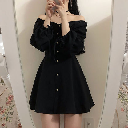 Long Sleeve Sweetheart Neckline Mini A-Line Dress mySite