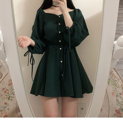 Long Sleeve Sweetheart Neckline Mini A-Line Dress mySite