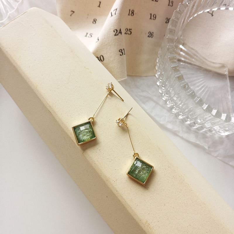 Rhinestone Resin Square Drop Earring SpreePicky