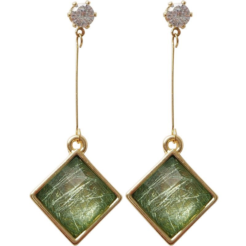 Rhinestone Resin Square Drop Earring SpreePicky