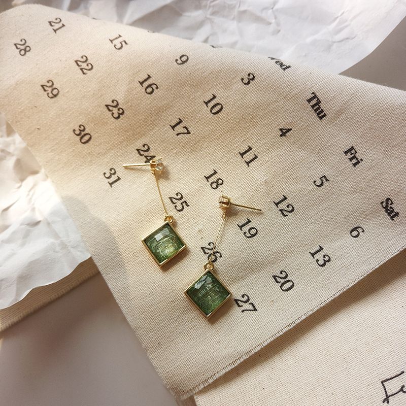 Rhinestone Resin Square Drop Earring SpreePicky