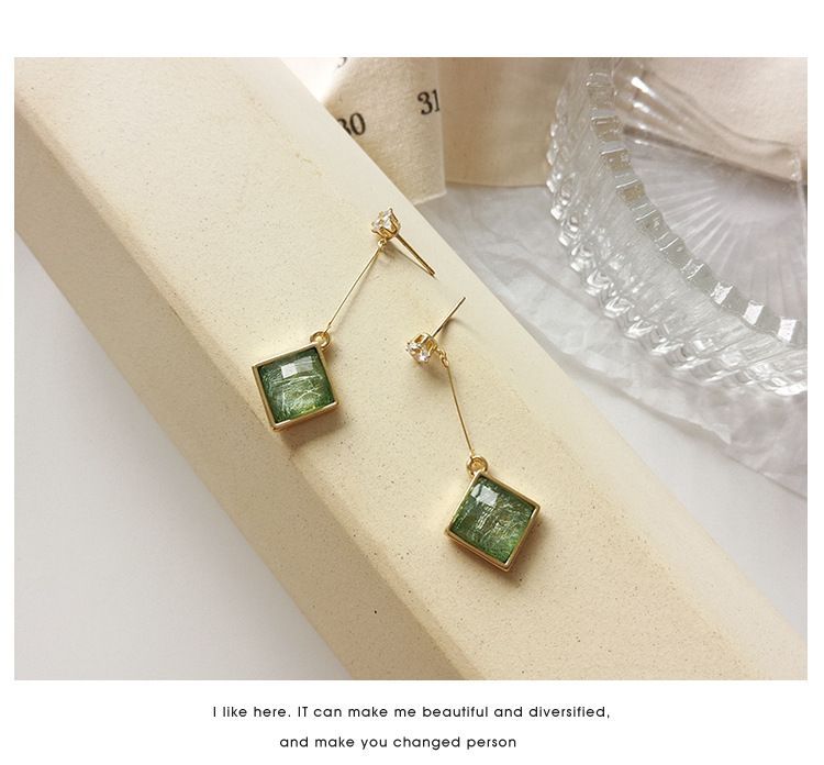 Rhinestone Resin Square Drop Earring SpreePicky