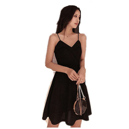 Spaghetti-Strap V-Neck Mini A-Line Dress mySite