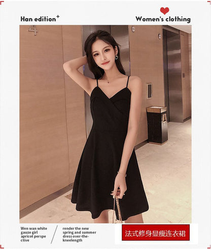 Spaghetti-Strap V-Neck Mini A-Line Dress mySite