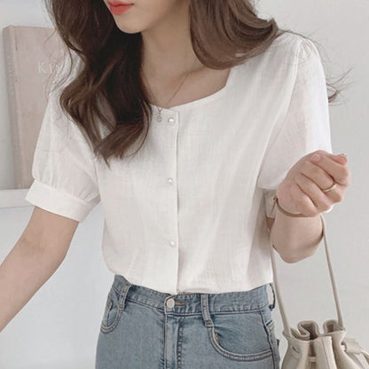 Puff Sleeve Square Neck Blouse mySite