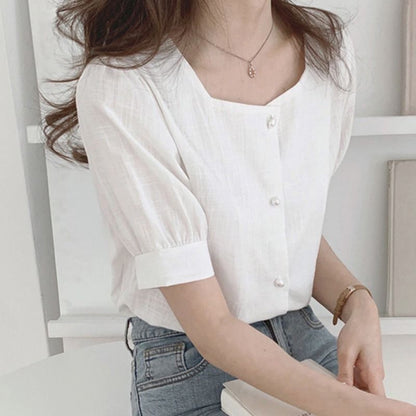 Puff Sleeve Square Neck Blouse mySite