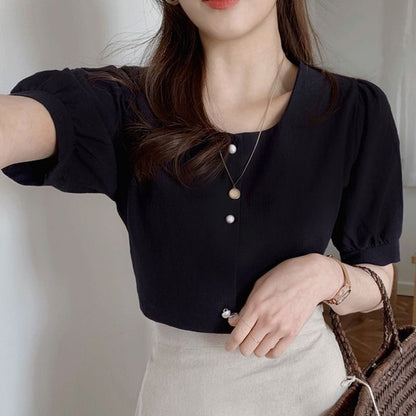 Puff Sleeve Square Neck Blouse mySite