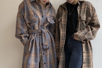 Plaid Long Jacket mySite