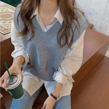 Long Sleeve Striped Shirt / V SpreePicky