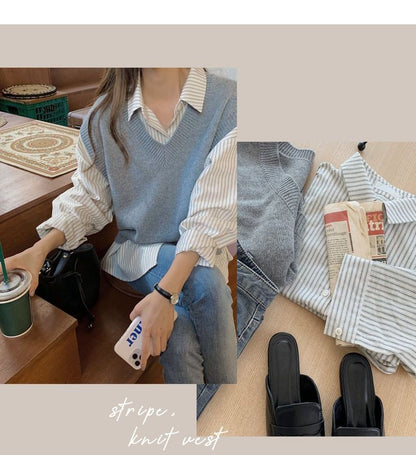 Long Sleeve Striped Shirt / V SpreePicky