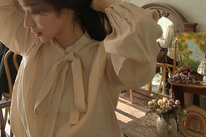 Puff Sleeve Square Neck Plain Blouse SpreePicky