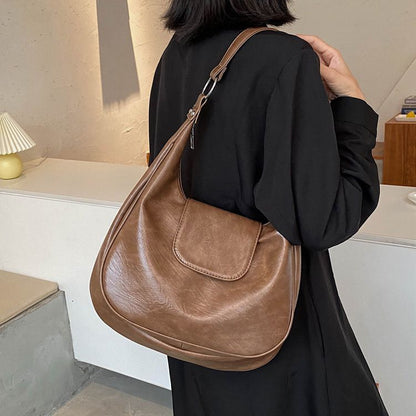 Plain Faux Leather Shoulder Bag SpreePicky