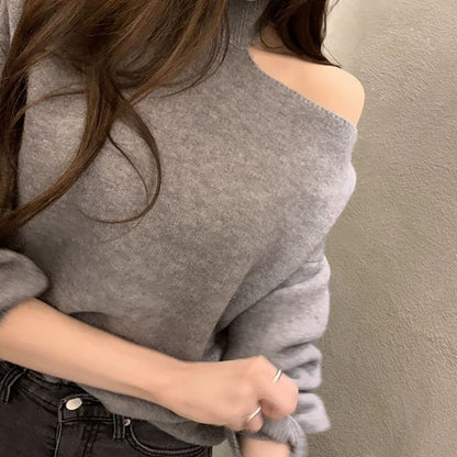 Turtleneck Cold-Shoulder Sweater mySite