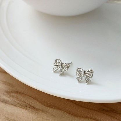 Sterling Silver Ribbon Stud Earring SpreePicky