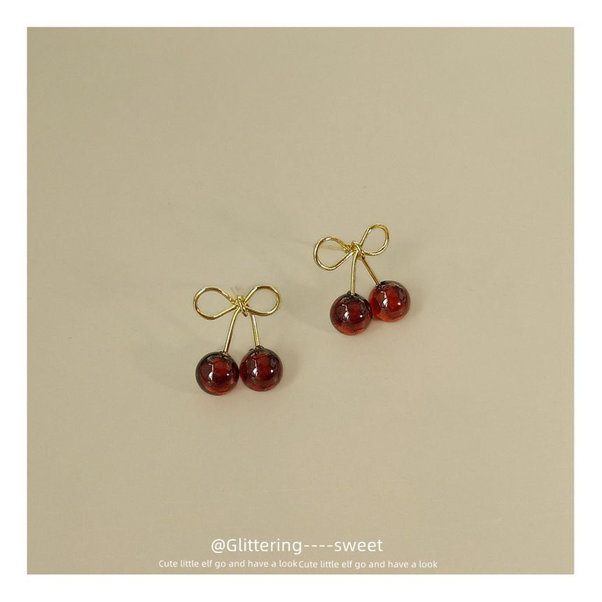 Sterling Silver Cherry Stud Earring SpreePicky