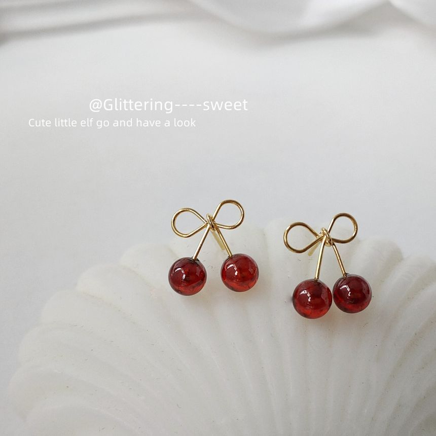 Sterling Silver Cherry Stud Earring SpreePicky