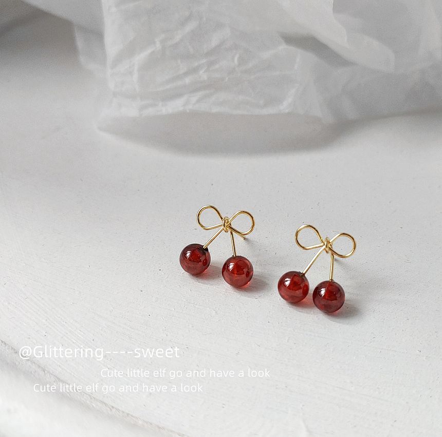 Sterling Silver Cherry Stud Earring SpreePicky