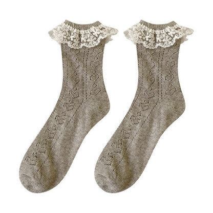 Set of 3: Lace Trim Crew Socks SpreePicky