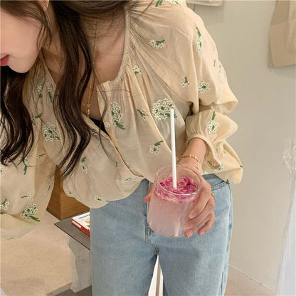 Embroidered Single-Breasted Blouse mySite