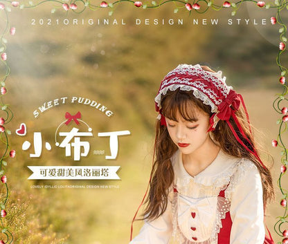 Lolita Lace Trim A-Line Overall Dress / Long-Sleeve Blouse / Petticoat Skirt / Headband / Set mySite