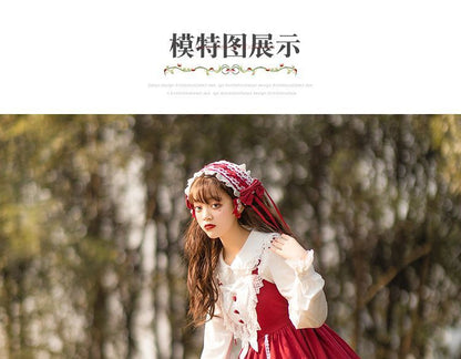 Lolita Lace Trim A-Line Overall Dress / Long-Sleeve Blouse / Petticoat Skirt / Headband / Set mySite