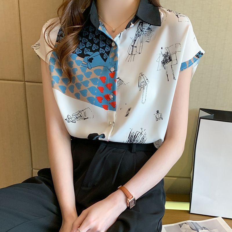 Short Sleeve Printed Chiffon Shirt mySite