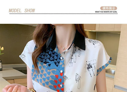 Short Sleeve Printed Chiffon Shirt mySite