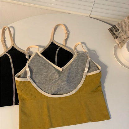 Contrast Trim Cropped Camisole Top SpreePicky