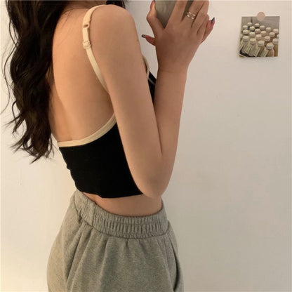 Contrast Trim Cropped Camisole Top SpreePicky