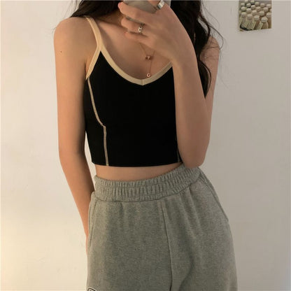 Contrast Trim Cropped Camisole Top SpreePicky