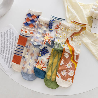 Set of 3: Floral Mesh Socks SpreePicky