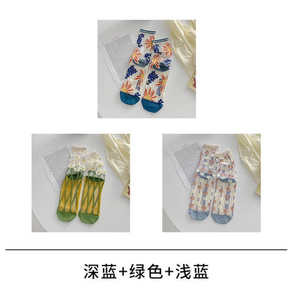 Set of 3: Floral Mesh Socks SpreePicky