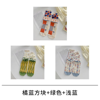 Set of 3: Floral Mesh Socks SpreePicky