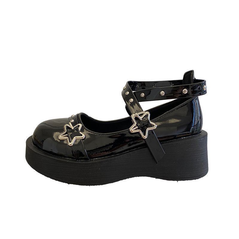 Platform Wedge Star Buckle Cross Strap Mary Jane Shoes SpreePicky