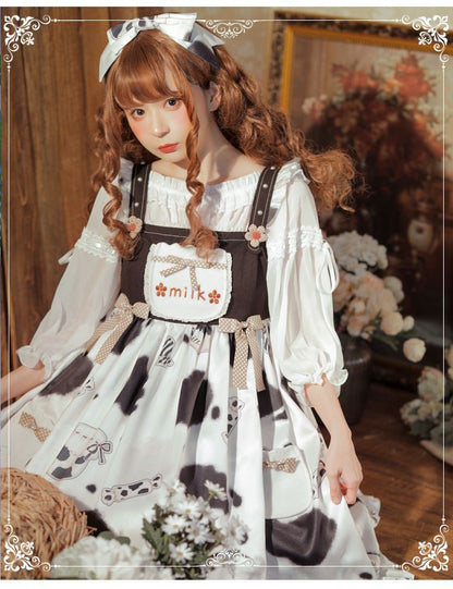 Lolita Cow Print Overall Dress mySite