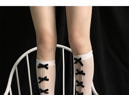 Bow Accent Perforated Socks SpreePicky