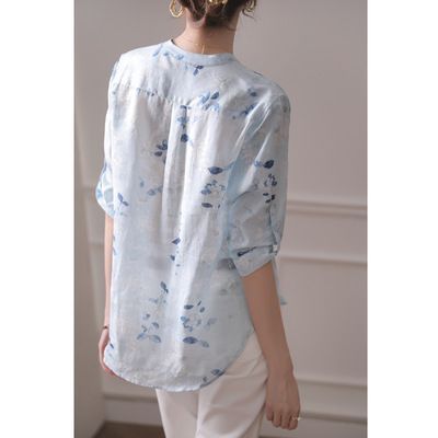 3/4 Sleeve Floral Print Blouse mySite