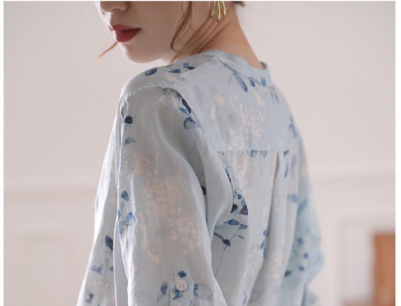 3/4 Sleeve Floral Print Blouse mySite