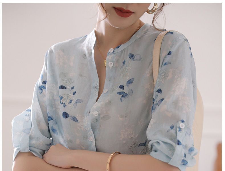 3/4 Sleeve Floral Print Blouse mySite