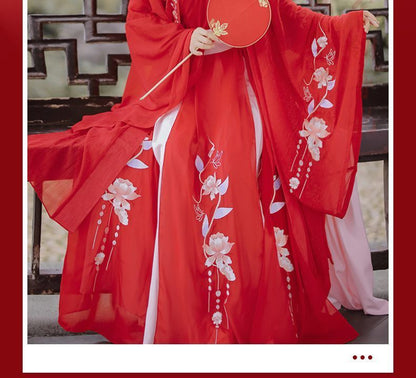 Hanfu Set Of 3 : Embroidered Long SpreePicky