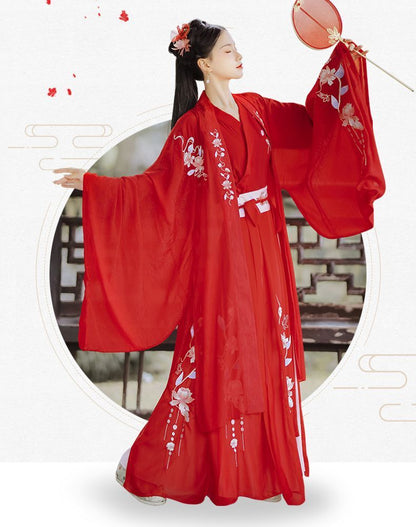 Hanfu Set Of 3 : Embroidered Long SpreePicky