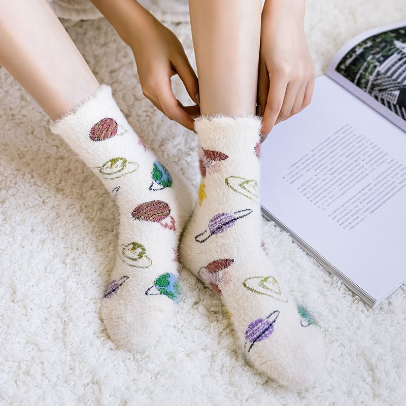 Set Of 3 Pairs: Patterned Fluffy Socks SpreePicky