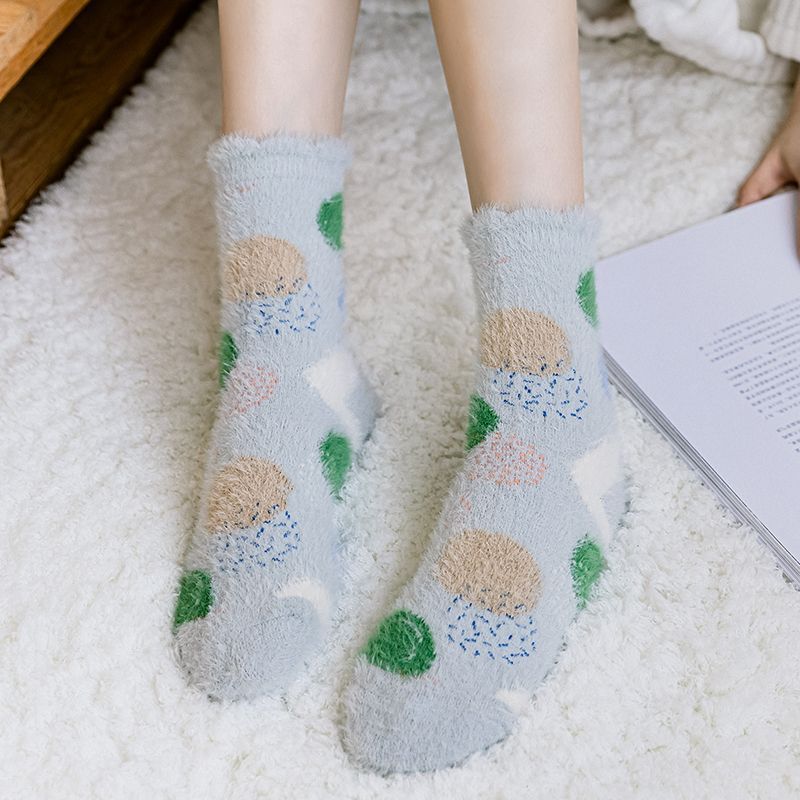 Set Of 3 Pairs: Patterned Fluffy Socks SpreePicky