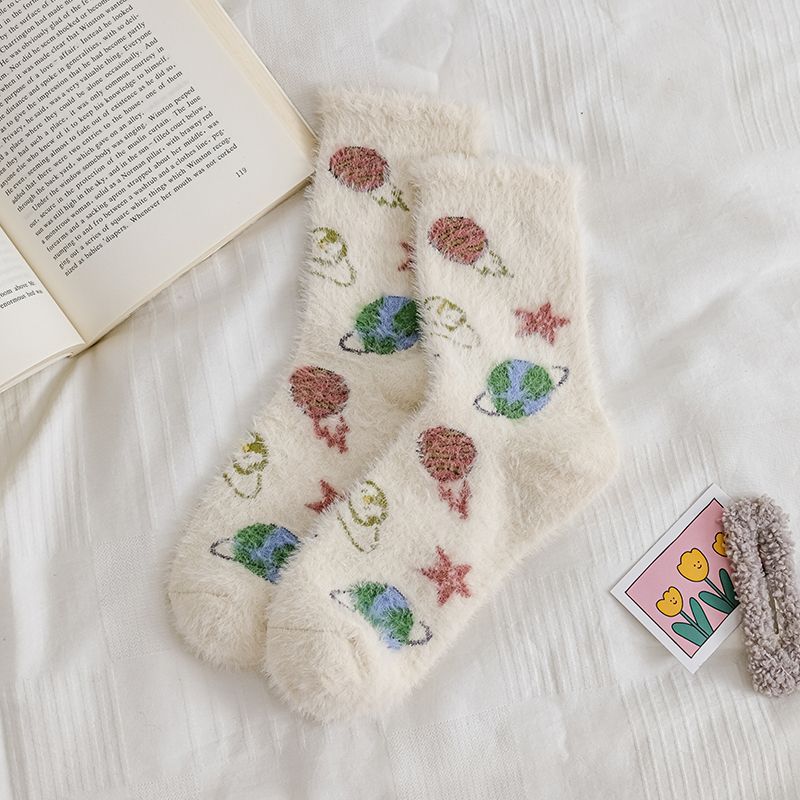 Set Of 3 Pairs: Patterned Fluffy Socks SpreePicky