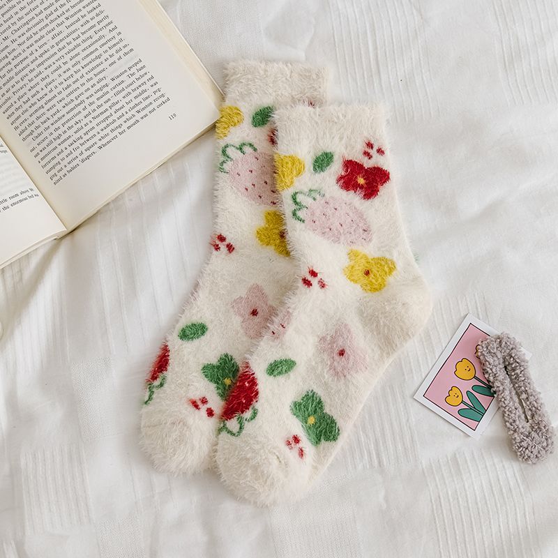 Set Of 3 Pairs: Patterned Fluffy Socks SpreePicky