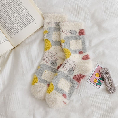 Set Of 3 Pairs: Patterned Fluffy Socks SpreePicky