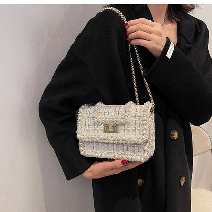 Faux Pearl Tweed Crossbody Bag SpreePicky