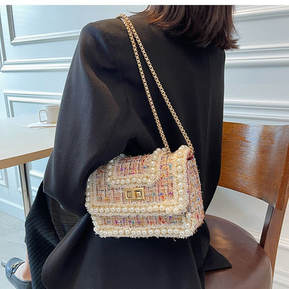 Faux Pearl Tweed Crossbody Bag SpreePicky